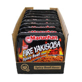 Maruchan Fire Yakisoba, Spicy Beef Flavor – Stir-Fried Japanese Instant Ramen Noodles, High Protein Microwavable Meal – 3.99 Oz. (8 Pack)
