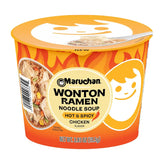 Maruchan Wonton Ramen Bowl, Hot & Spicy Chicken Flavor – Japanese-Style Instant Noodle Soup, Microwaveable Easy Meal – 3.93 Oz. (6 Pack)