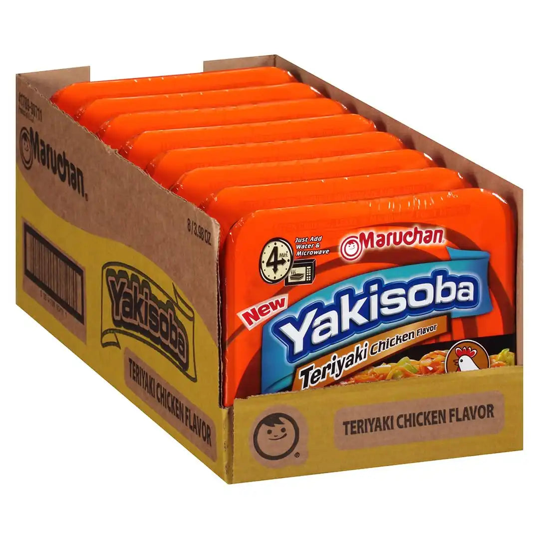 Maruchan Yakisoba, Teriyaki Chicken Flavor – Stir-Fried Japanese Instant Ramen Noodles, High Protein Microwavable Meal – 3.98 Oz. (8 Pack)