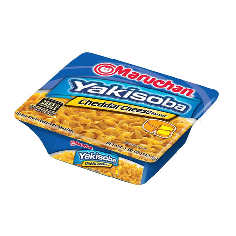 Maruchan Yakisoba, Cheddar Cheese Flavor – Stir-Fried Japanese Instant Ramen Noodles, High Protein Microwavable Meal – 3.96 Oz. (8 Pack)