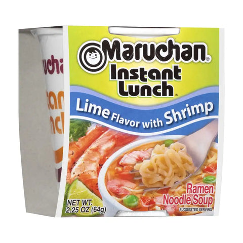 Maruchan Instant Lunch Ramen Noodles, Lime Flavor with Shrimp – Japanese-Style Instant Noodle Soup, Easy Meal Ready in 3 Minutes – 2.25 Oz. (Pack of 24)