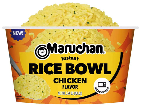 Maruchan Instant Rice Bowl, Chicken Flavor – Microwavable Quick & Easy Side Dish or Meal for Kids, Students and Busy Families – 3.76 Oz. (6 Pack)