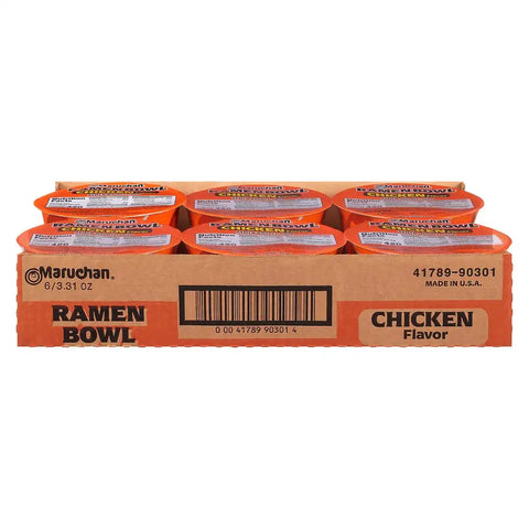 Maruchan Ramen Bowl, Chicken Flavor – Japanese-Style Instant Noodle Soup, Microwaveable Easy Meal for Students and Busy Families – 3.39 Oz. (6 Pack)
