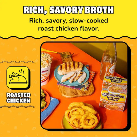 Maruchan Instant Lunch Ramen Noodles, Roast Chicken Flavor – Japanese-Style Instant Noodle Soup, Easy Meal Ready in 3 Minutes – 2.25 Oz. (12 Pack)