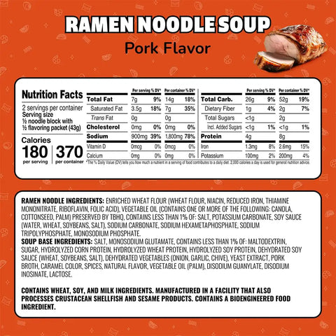 Maruchan Ramen Noodle Soup, Pork Flavor – Japanese-Style Instant Noodles, Quick & Easy Meal for Kids, Students & Busy Families – 3 Oz. (24 Pack)