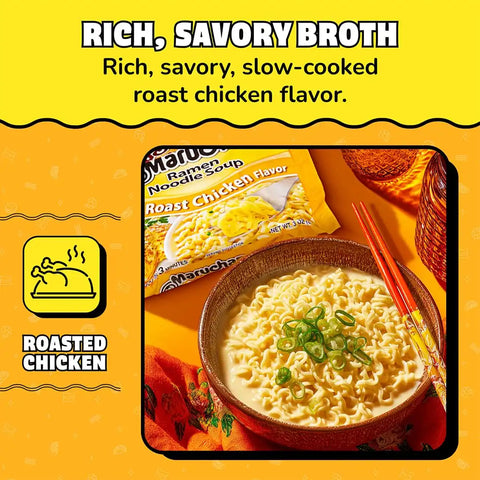 Maruchan Ramen Noodle Soup, Roast Chicken Flavor – Japanese-Style Instant Noodles, Quick & Easy Meal for Students & Busy Families – 3 Oz. (24 Pack)