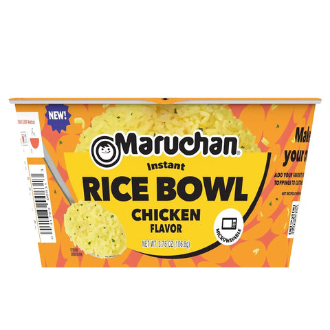 Maruchan Instant Rice Bowl, Chicken Flavor – Microwavable Quick & Easy Side Dish or Meal for Kids, Students and Busy Families – 3.76 Oz. (6 Pack)