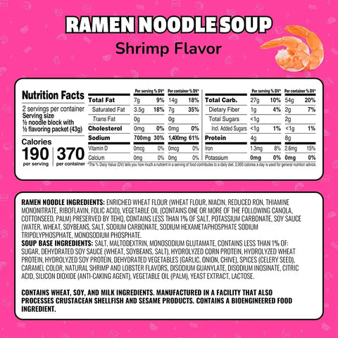 Maruchan Ramen Noodle Soup, Shrimp Flavor – Japanese-Style Instant Noodles, Quick & Easy Meal for Kids, Students & Busy Families – 3 Oz. (24 Pack) | Ready to Eat