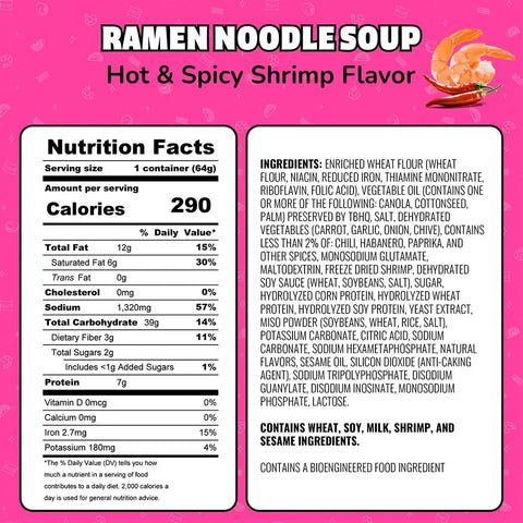 Maruchan Instant Lunch Ramen Noodles, Hot & Spicy Shrimp Flavor – Japanese-Style Instant Noodle Soup, Easy Meal Ready in 3 Minutes – 2.25 Oz., (Pack of 24)