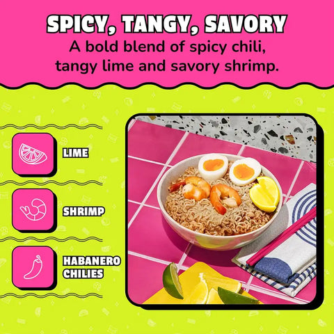 Maruchan Ramen Noodle Soup, Lime Chili Shrimp Flavor – Japanese-Style Instant Noodles, Quick & Easy Meal for Students & Busy Families – 3 Oz. (24 Pack)