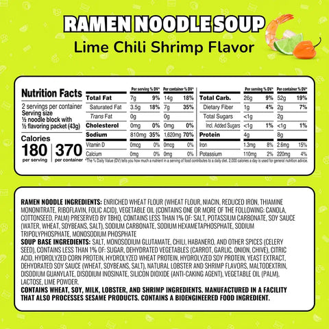 Maruchan Ramen Noodle Soup, Lime Chili Shrimp Flavor – Japanese-Style Instant Noodles, Quick & Easy Meal for Students & Busy Families – 3 Oz. (24 Pack)