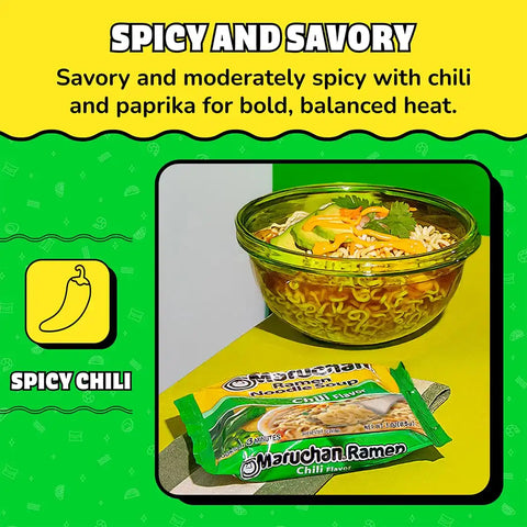 Maruchan Ramen Noodle Soup, Chili Flavor – Japanese-Style Instant Noodles, Quick & Easy Meal for Kids, Students & Busy Families – 3 Oz. (24 Pack)