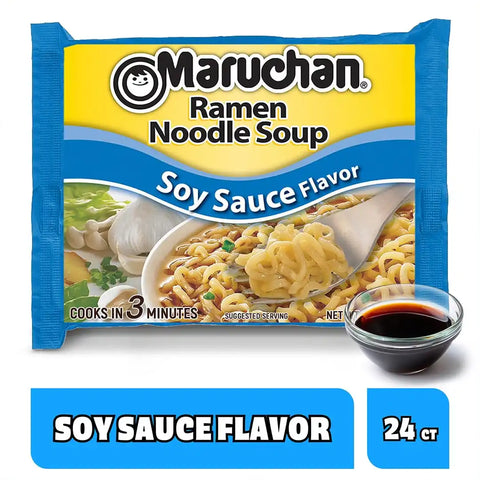Maruchan Ramen Noodle Soup, Soy Sauce Flavor – Japanese-Style Instant Noodles, Quick & Easy Meal for Kids, Students & Busy Families – 3 Oz. (24 Pack)