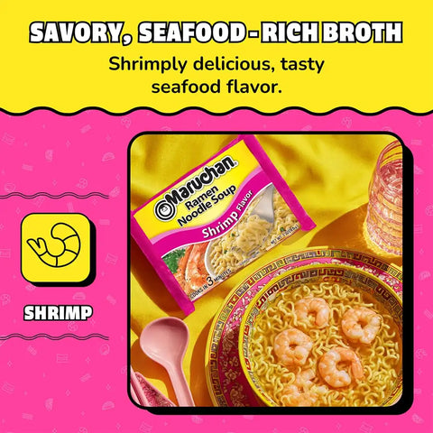Maruchan Ramen Noodle Soup, Shrimp Flavor – Japanese-Style Instant Noodles, Quick & Easy Meal for Kids, Students & Busy Families – 3 Oz. (24 Pack) | Ready to Eat
