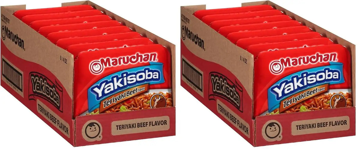 Maruchan Yakisoba Teriyaki Beef, Japanese Instant Ramen Noodles, 4 Oz, 8 Count (Pack of 2)