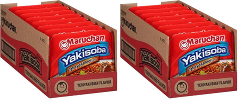 Maruchan Yakisoba Teriyaki Beef, Japanese Instant Ramen Noodles, 4 Oz, 8 Count (Pack of 2)