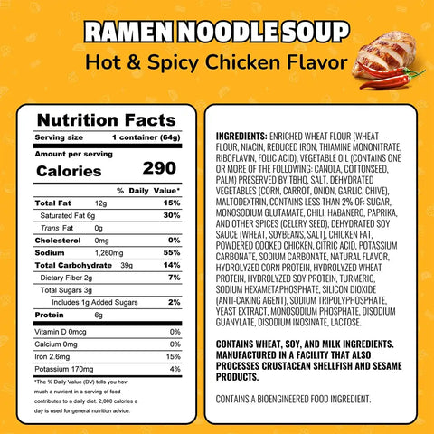 Maruchan Instant Lunch Ramen Noodles, Hot & Spicy Chicken Flavor – Japanese-Style Instant Noodle Soup, Easy Meal Ready in 3 Minutes – 2.25 Oz., (Pack of 24)