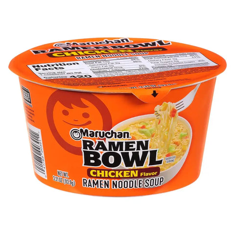 Maruchan Ramen Bowl, Chicken Flavor – Japanese-Style Instant Noodle Soup, Microwaveable Easy Meal for Students and Busy Families – 3.39 Oz. (6 Pack)