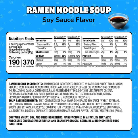 Maruchan Ramen Noodle Soup, Soy Sauce Flavor – Japanese-Style Instant Noodles, Quick & Easy Meal for Kids, Students & Busy Families – 3 Oz. (24 Pack)