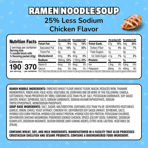 Maruchan Ramen Noodle Soup, Less Sodium Chicken Flavor – Japanese-Style Instant Noodles, Quick & Easy Meal for Kids, Students & Busy Families – 3 Oz. (24 Pack)