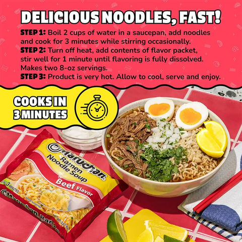 Maruchan Ramen Noodle Soup, Beef Flavor – Japanese-Style Instant Noodles, Quick & Easy Meal for Kids, Students & Busy Families – 3 Oz. (24 Pack)