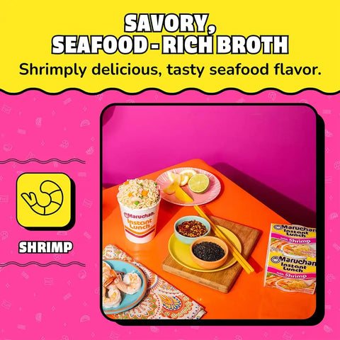 Maruchan Instant Lunch Ramen Noodles, Shrimp Flavor – Japanese-Style Instant Noodle Soup, Easy Meal Ready in 3 Minutes – 2.25 Oz. (12 Pack)