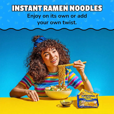Maruchan Ramen Noodle Soup, Soy Sauce Flavor – Japanese-Style Instant Noodles, Quick & Easy Meal for Kids, Students & Busy Families – 3 Oz. (24 Pack)