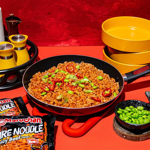 Maruchan Ramen Fire Spicy Beef, Instant Ramen Noodles, Stir Fry Style Noodle, 3 Oz, 22 Count (Pack of 2)