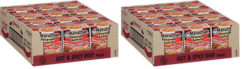Maruchan Instant Lunch Ramen Noodles, Hot & Spicy Beef Flavor – Japanese-Style Instant Noodle Soup, Easy Meal Ready in 3 Minutes – 2.25 Oz., (Pack of 24)