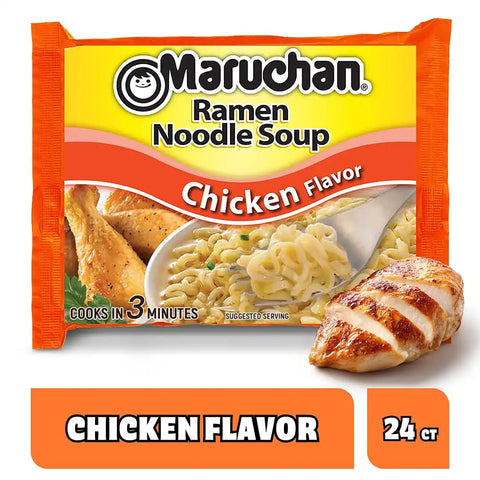 Maruchan Ramen Noodle Soup, Chicken Flavor – Japanese-Style Instant Noodles, Quick & Easy Meal for Kids, Students & Busy Families – 3 Oz. (24 Pack)
