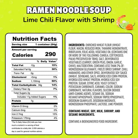 Maruchan Instant Lunch Ramen Noodles, Lime Chili with Shrimp – Japanese-Style Instant Noodle Soup, Easy Meal Ready in 3 Minutes – 2.25 Oz. (12 Pack)
