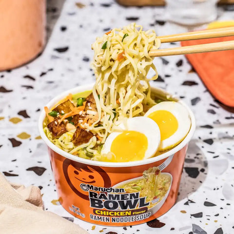 Maruchan Ramen Bowl, Chicken Flavor – Japanese-Style Instant Noodle Soup, Microwaveable Easy Meal for Students and Busy Families – 3.39 Oz. (6 Pack)