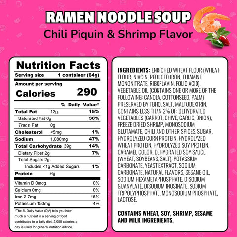 Maruchan Instant Lunch Ramen Noodles, Chili Piquin & Shrimp – Japanese-Style Instant Noodle Soup, Easy Meal Ready in 3 Minutes – 2.25 Oz. (12 Pack)