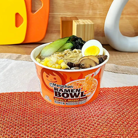 Maruchan Ramen Bowl, Spicy Miso Flavor – Japanese-Style Instant Noodle Soup, Microwaveable Easy Meal for Busy Families – 3.39 Oz. (6 Pack)
