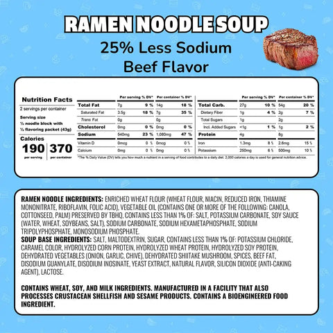Maruchan Ramen Noodle Soup, Less Sodium Beef Flavor – Japanese-Style Instant Noodles, Quick & Easy Meal for Students & Busy Families – 3 Oz. (24 Pack)