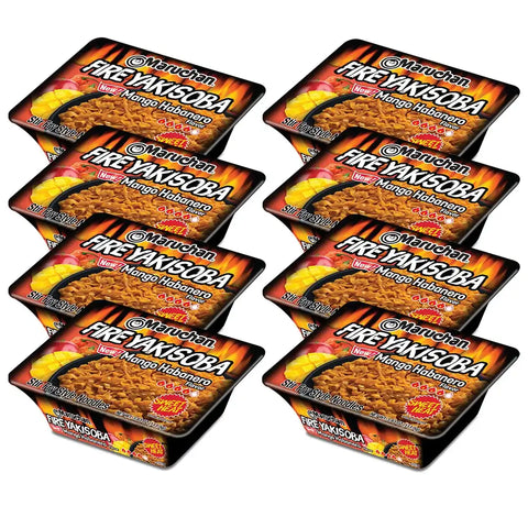 Maruchan Yakisoba, FIRE Mango Habanero Flavor – Stir-Fried Japanese Instant Ramen Noodles, High Protein Microwavable Meal – 3.93 Oz. (8 Pack)