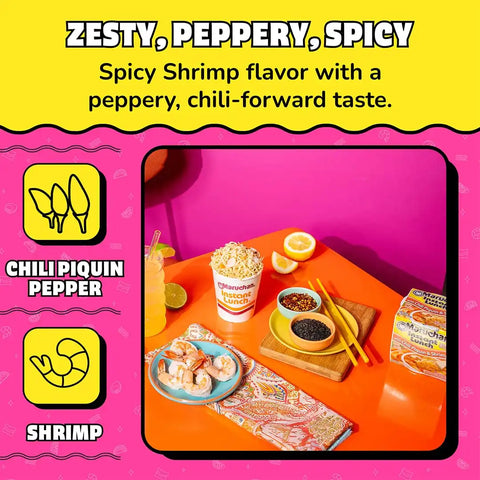 Maruchan Instant Lunch Ramen Noodles, Chili Piquin & Shrimp – Japanese-Style Instant Noodle Soup, Easy Meal Ready in 3 Minutes – 2.25 Oz. (12 Pack)