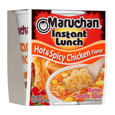Maruchan Instant Lunch Ramen Noodles, Hot & Spicy Chicken Flavor – Japanese-Style Instant Noodle Soup, Easy Meal Ready in 3 Minutes – 2.25 Oz., (Pack of 24)