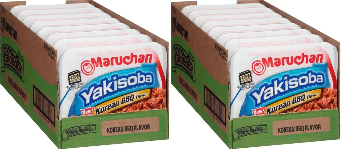 Maruchan Yakisoba Korean BBQ flavor, Japanese Instant Ramen Noodles, 4.12 Oz, 8 Count (Pack of 2)