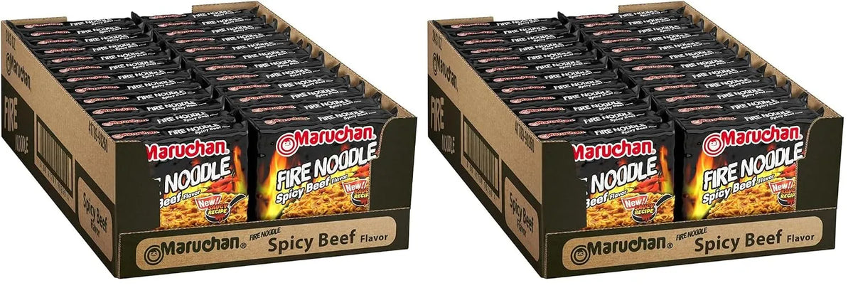 Maruchan Ramen Fire Spicy Beef, Instant Ramen Noodles, Stir Fry Style Noodle, 3 Oz, 22 Count (Pack of 2)