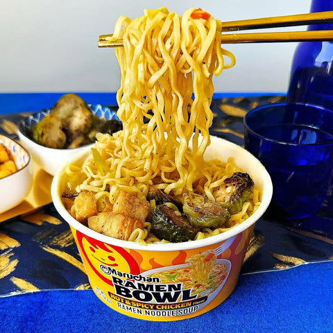 Maruchan Ramen Bowl, Hot & Spicy Chicken Flavor – Japanese-Style Instant Noodle Soup, Microwaveable Easy Meal for Busy Families – 3.39 Oz. (6 Pack)