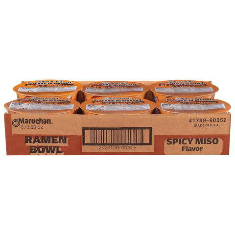 Maruchan Ramen Bowl, Spicy Miso Flavor – Japanese-Style Instant Noodle Soup, Microwaveable Easy Meal for Busy Families – 3.39 Oz. (6 Pack)