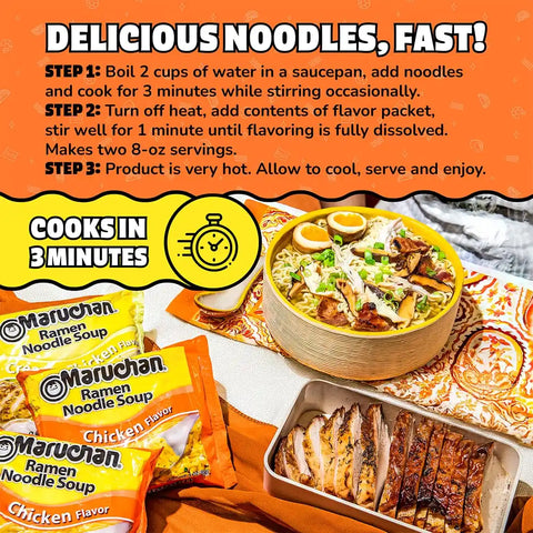 Maruchan Ramen Noodle Soup, Chicken Flavor – Japanese-Style Instant Noodles, Quick & Easy Meal for Kids, Students & Busy Families – 3 Oz. (24 Pack)