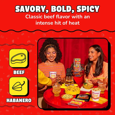 Maruchan Ramen Noodle Soup, FIRE Spicy Beef Flavor – Japanese-Style Instant Noodles, Quick & Easy Meal for Kids, Students & Busy Families – 3 Oz. (22 Pack)