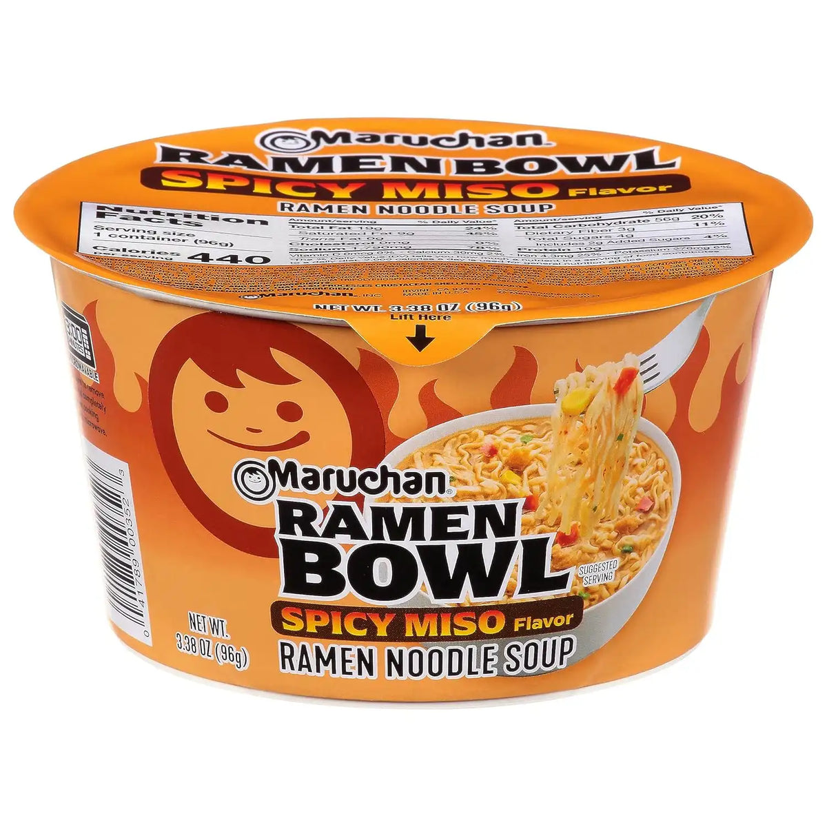 Maruchan Ramen Bowl, Spicy Miso Flavor – Japanese-Style Instant Noodle Soup, Microwaveable Easy Meal for Busy Families – 3.39 Oz. (6 Pack)