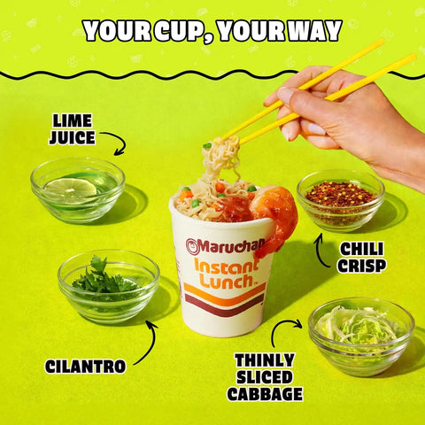 Maruchan Instant Lunch Ramen Noodles, Lime Chili with Shrimp – Japanese-Style Instant Noodle Soup, Easy Meal Ready in 3 Minutes – 2.25 Oz. (12 Pack)